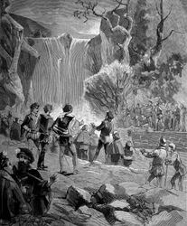 Adam de Craponne (1527-1576), matemático e ingeniero francés frente a las aguas del Durance. (Un acuerdo fue firmado por Adam de Craponne para llevar las aguas del Durance y Verdon a Aix-en-Provence). En "Historia popular de las ciencias, invenciones y des
