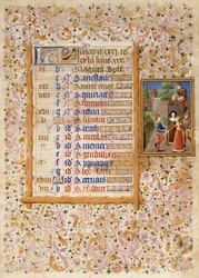 Add.25695 fol.5 Página de calendario de mayo, de un Libro de Horas (vitela)