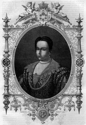 Adelaida de Borgoña (931-999), viuda de Lotario (Conde de París y Duque de Francia) y segunda esposa de Otón I el Grande. Grabado en "Histoire des Papes-Rois-Queen and Empereurs a travers les siècles" de Maurice Lachatre
