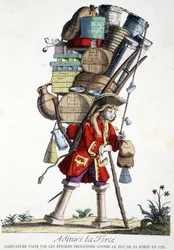 Admirar la fuerza. Caricatura hecha por boticarios contra el Duque de Fuerza en 1721