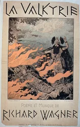 Anuncio de "La Valquiria", poemas y música de Richard Wagner (1813-83) (litografía en color)