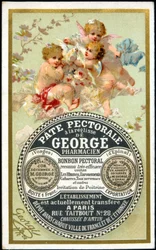 Tarjeta publicitaria para la Pasta Pectoral con Regaliz por Georgé Farmacéutico. s.d. siglo XIX