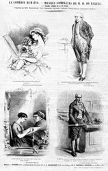 Página de publicidad para las obras de Balzac - en "Charivari", julio de 1842