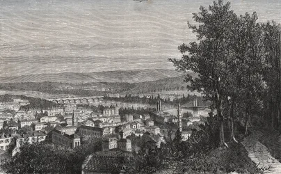 Agen - Lot-et-Garonne - grabado en “La France illustrée: geografía, historia, administración estadística” de V.A. Malt-Brown. 1884
