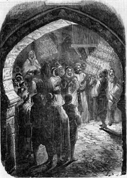 Costumbre argelina - boda: paseo con antorchas en la noche de bodas en las calles de Tlemcen en Argelia