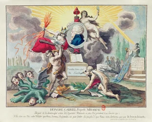 Alegoría de la muerte de Mirabeau. 1791 (grabado en color)