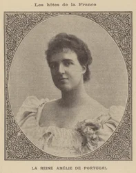 Amelia de Orleans, reina consorte del rey Carlos I de Portugal (litografía)