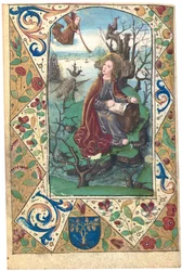 Un ángel apareciendo a María Magdalena en el desierto, ilustración del Libro de Horas, Uso de Roma
