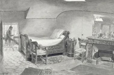 Interior de un ático de un artista en París, c.1830