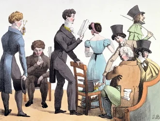 Un autor leyendo su obra a un grupo selecto, marzo 1821