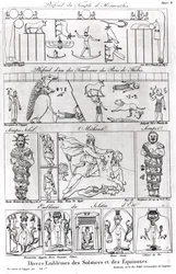 Ilustraciones y símbolos religiosos y astronómicos del Antiguo Egipto y Persia