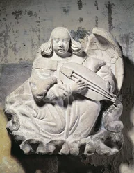 Ángel músico tocando un instrumento de cuerda (bajorrelieve)