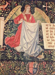 Ángel sosteniendo el sudario (detalle)