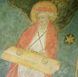 Ángel tocando un clavicordio (detalle)