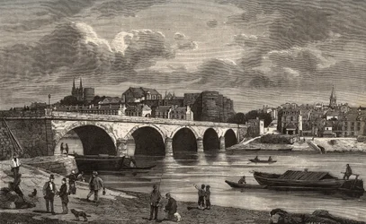 Angers - Maine-et-Loire en la región Pays de la Loire - grabado en "France illustree: geografía, historia, administración estadística" por V.-A. Malt-Brown. 1884