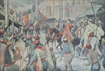 Tropas anglo-árabes entrando en Damasco en 1918, de Le Pelerin
