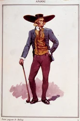 Trajes de campesinos de Anjou. Grabado del siglo XIX. París, Artes decorativas