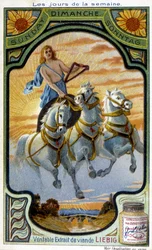 Carro de Apolo. Ilustración de domingo para la publicidad de "El verdadero extracto de carne Liebig" (siglo XIX)