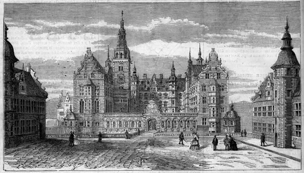 Arquitectura: vista exterior del castillo de Frederiksbourg (circa 1625) en Dinamarca