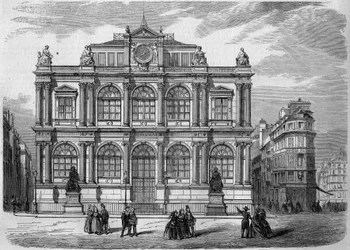 Arquitectura: vista de la fachada del Museo Biblioteca (inaugurado en 1847) de la ciudad de Le Havre (Sena Marítimo, 76). Grabado en “Le Monde Illustré” n°27 del 17 de octubre de 1857.