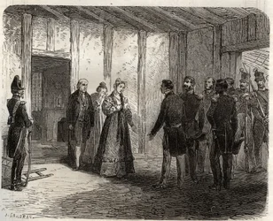 Arresto de la duquesa de Berry (1798-1870 Marie-Caroline de Borbón-Sicilia) en Nantes el 7 de noviembre