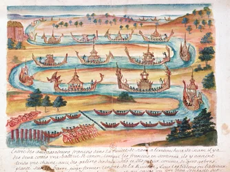 Llegada de los embajadores franceses a Siam, de una cuenta de los jesuitas en Siam, 1688