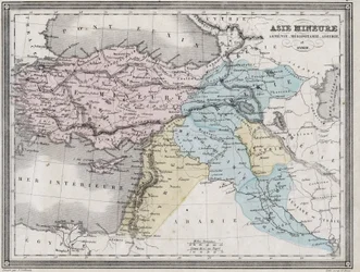 Asia Menor, Armenia, Mesopotamia, Asiria y Siria en la Antigüedad - Lámina extraída del “Atlas Universal de Geografía Antigua y Moderna para el Uso de Escuelas Residenciales” por Vuillemin - ca. 1845