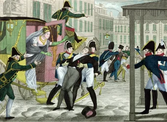 Asesinato de Carlos Fernando de Francia (1778-1820), duque de Berry, por Louis Louvel, frente al teatro de la ópera en la rue de Richelieu
