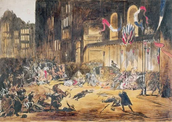 Intento de asesinato de Napoleón III y su esposa Eugenia por Felice Orsini y tres cómplices el 4 de enero de 1858 en París