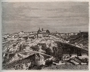 Avallon - Borgoña-Franco Condado - grabado en “La France illustrée: geografía, historia, administración estadística” por V.A. Malt-Brown. 1884