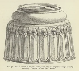Base de columna en el gran palacio, Susa, después de los fragmentos traídos por Dieulafoy, Altura, aprox. 1 m 50 cm, Louvre