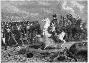 Batalla de Arcis-sur-Aube, 20-21/3/1814 - un proyectil explota bajo el caballo del emperador Napoleón - Batalla de Arcis-sur-Aube (Arcis sur Aube) 20 y 21 de marzo