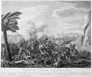 Batalla de Nazaret el 19 floreal año 7 (1799) bajo el General Jean Andoche Junot (Jean-Andoche) (1771-1813) - en "Revolución francesa" de Thiers. Siglo XIX