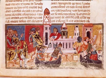 Batalla en las murallas de Jerusalén, ilustración de 