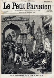 India golpeada por la playa, habitantes enfrentan la epidemia antes de contraer la Peste Negra. Portada del periódico inglés Le Petit Parisien. 24 de enero