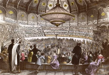 Berlioz dirige su concierto el 19 de enero de 1845 en el Cirque Olympique en París - Hector Berlioz (1803-1869), en la sala del Circo Olímpico de los Campos Elíseos en París