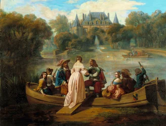 Paseo en bote en el lago del castillo