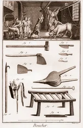 Carnicero - Carnicería - La Gran Enciclopedia, o Diccionario Razonado de las Ciencias, Artes y Oficios (Enciclopedia o Diccionario de las Ciencias, Artes y Profesiones) por Denis Diderot (1713-1784) y Jean d