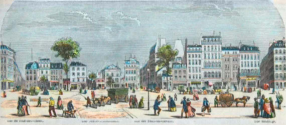 Boulevard des Filles du Calvaire y Boulevard du Temple - Rue Pont aux Choux - Rue des Filles-du-Calvaire - Rue Saintonge - Grabado en “Tableau-de-Paris” de Edmond Texier 1852