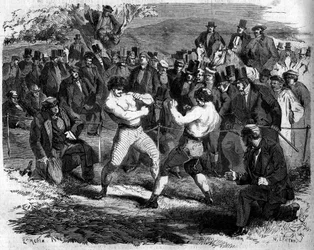 Pelea de boxeo entre el inglés Thomas Sayers y el estadounidense John Carmel Heenan en Aldershot, Inglaterra, 17 de abril