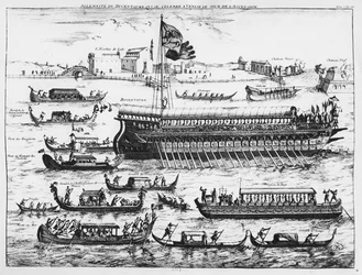 Bucentauro en Venecia el Día de la Ascensión (grabado)