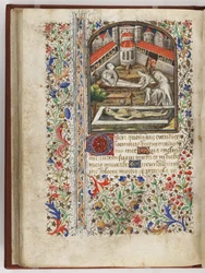 Entierro de los muertos, ilustración del "Libro de Horas", París, c.1440-60 (vitela)