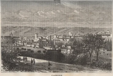 Cahors - Lot - Midi-Pirineos - grabado en 