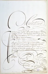 Caligrafía: Carta de cuentas caligrafiada alrededor de 1678 por François de Bruyn.