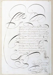 Caligrafía: Carta de cuentas caligrafiada alrededor de 1678 por François de Bruyn. Biblioteca Histórica de la Ciudad de París
