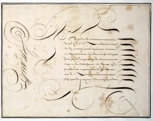 Caligrafía: Carta manuscrita de redonda financiera alrededor de la segunda mitad del siglo XVII por Louis Senault