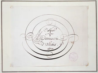 Caligrafía: Pieza manuscrita fechada en 1670 por Jean Baptiste Alais de Beaulieu fils, 