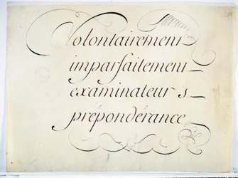 Caligrafía: pieza manuscrita alrededor de 1670 por Andre Francois Roland
