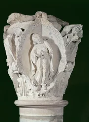 Capitel que representa la Segunda Llave del Canto Llano, c.1095