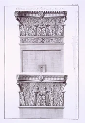 Capiteles del templo cerca de los Baños Romanos, Nimes